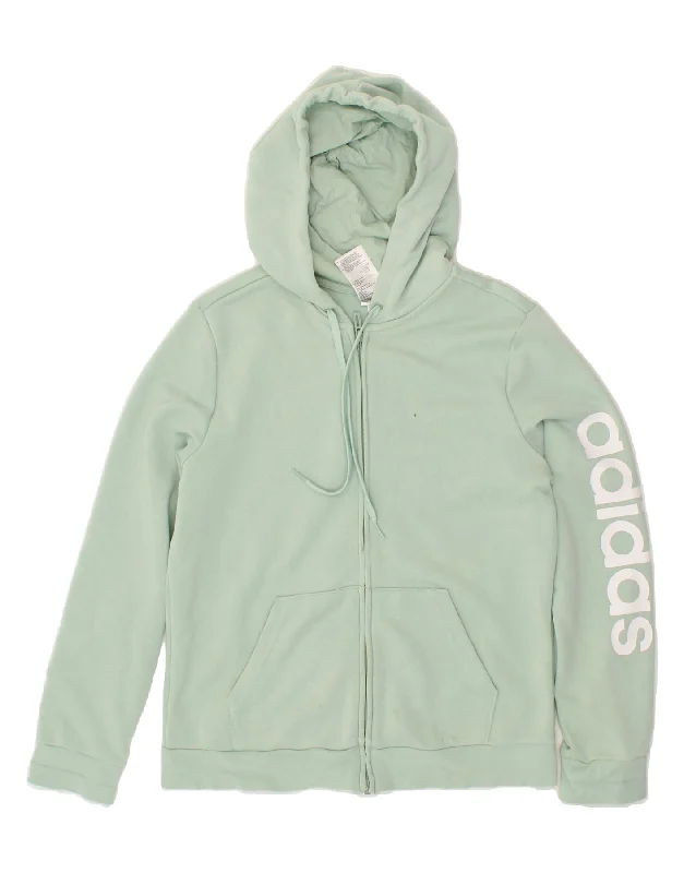 Blowout Deals ADIDAS Womens Graphic Zip Hoodie Sweater UK 16/18 Large Green Cotton