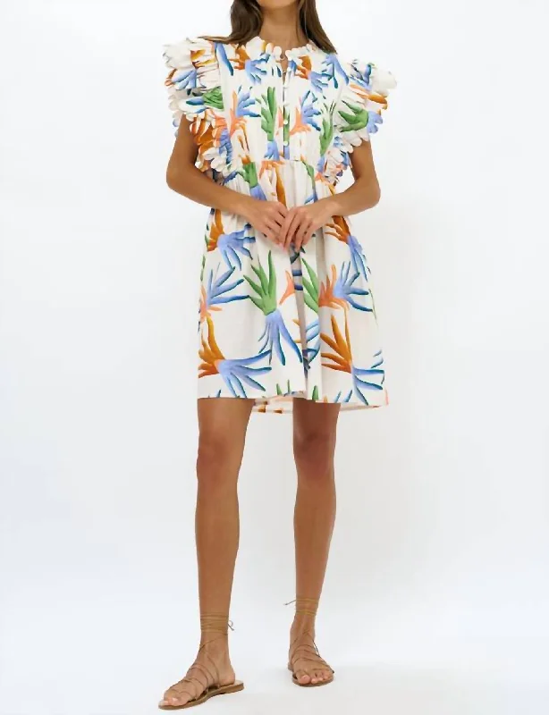 Buy Now Scallop Pintuck Button Mini Dress In Floral