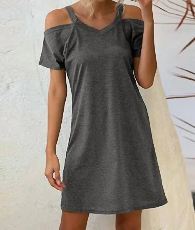 Fantastic Offers Jaime Cold Shoulder T-Shirt Dress In Gray