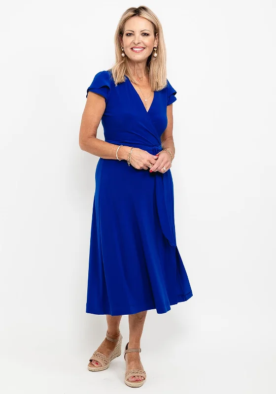 Price Reduction Joseph Ribkoff Wrap A-Line Midi Dress, Royal Blue