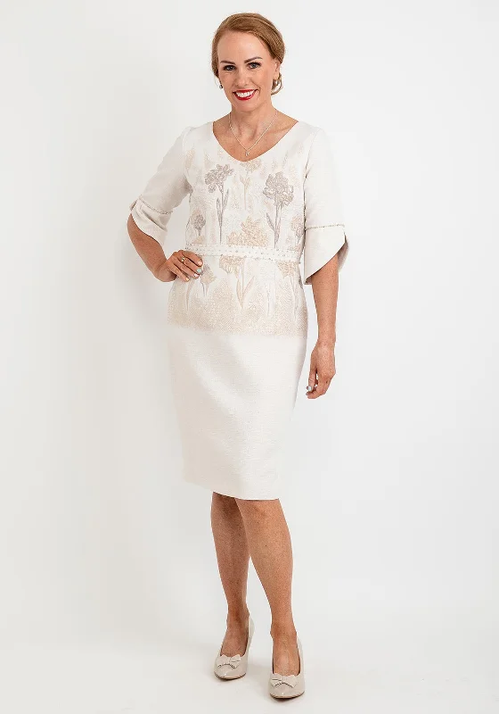 Exclusive Savings Lizabella Embossed Floral Pattern Dress, Gold
