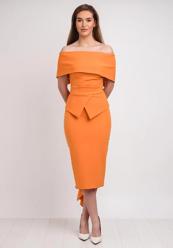 Special Promotion Kevan Jon Queenie Peplum Midi Dress, Orange