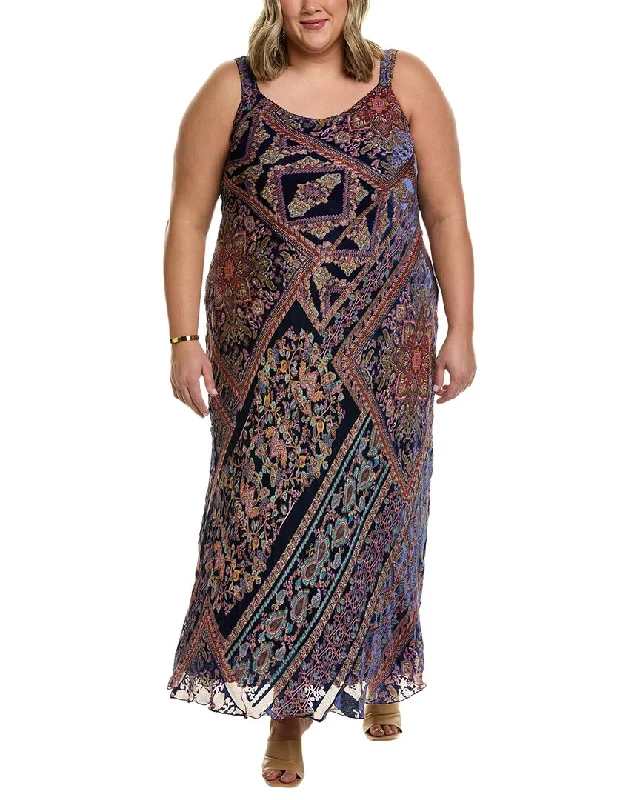 Clearance Items Johnny Was Plus Omo Burnout Peony Silk-Blend Maxi Dress