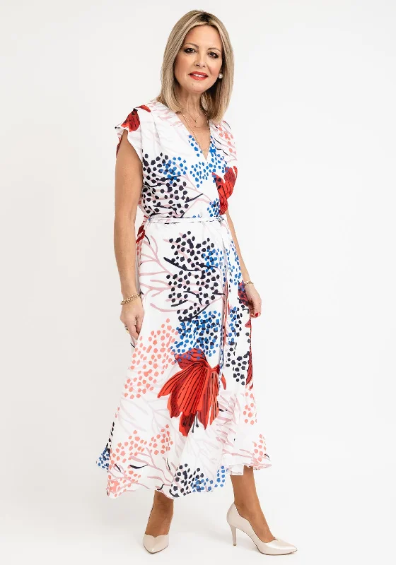 Quick Sale Lizabella V-neck Print Midi Dress, White Multi
