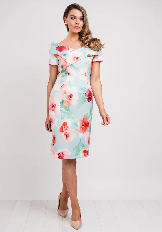 Deal Mania Kate Cooper Floral Satin Pencil Dress, Multi