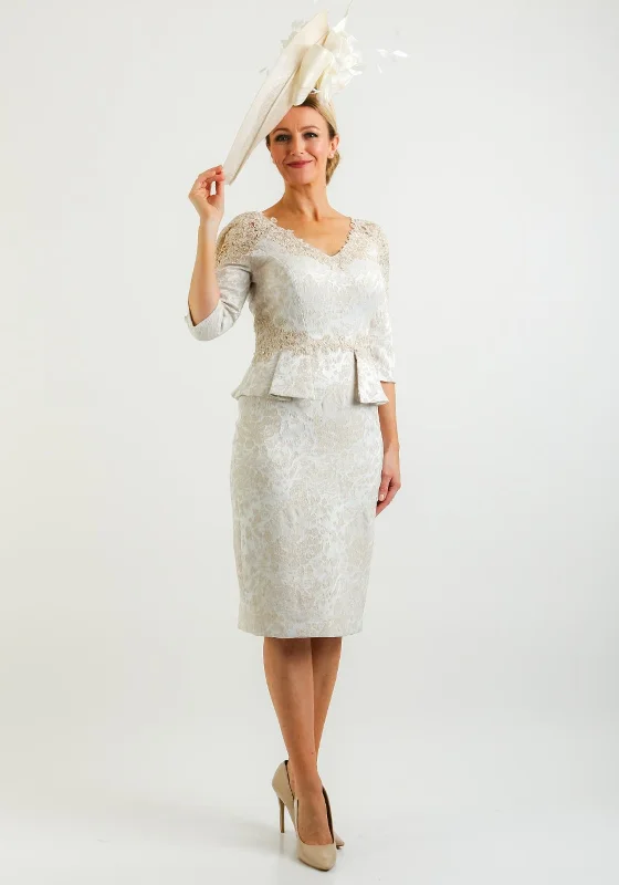 Get It Before It’s Gone John Charles Lace Trim Jacquard Dress, Champagne