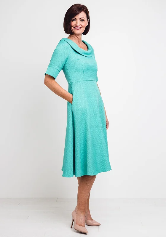 Last Chance Lizabella Textured Print Flared Dress, Jade Green