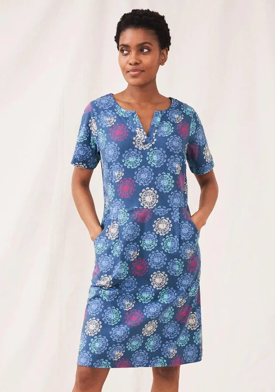 Price Drop White Stuff Ruby Printed Jersey Dress, Blue Multi