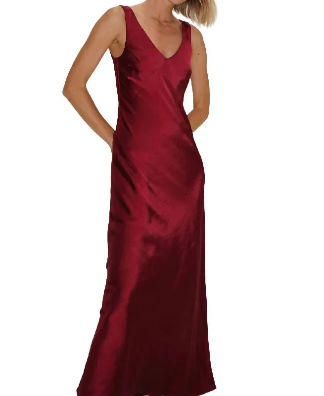 Big Discounts Silky V-Neck Dress In Lambrusco