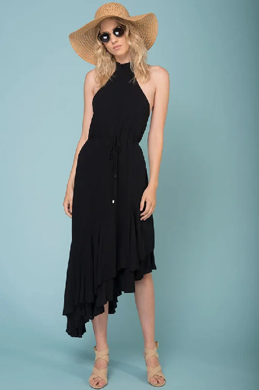 Midnight Madness Myah Open Back Midi Dress Black