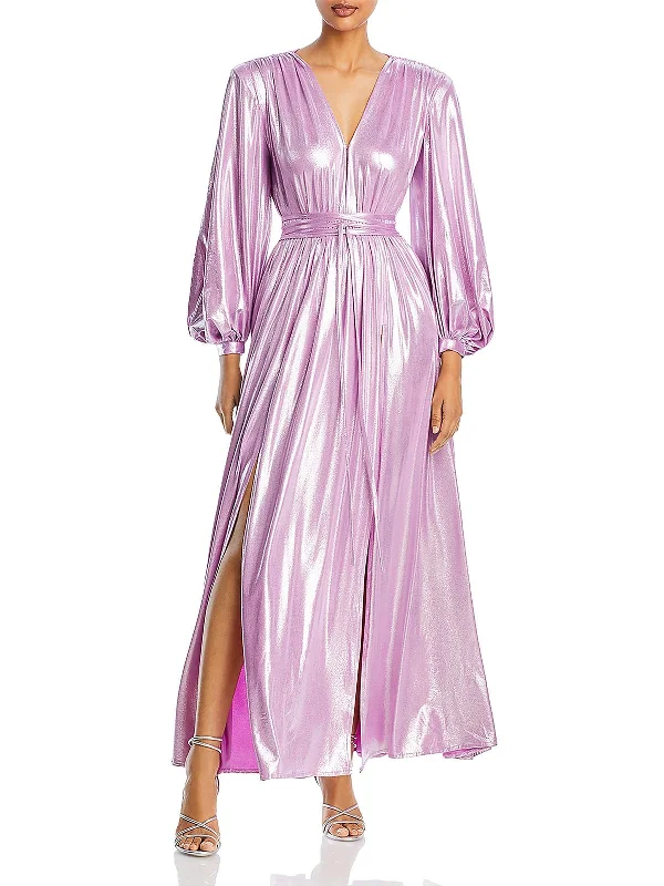 Reduced Prices Zoe Womens Metallic Long Sleeves Evening Dress