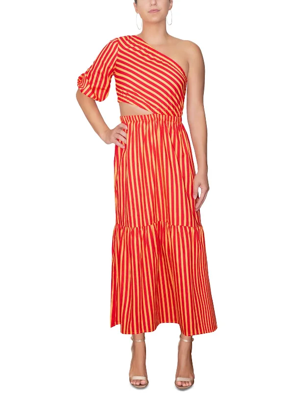Weekend Special Womens Cotton One-Shoulder Maxi Dress