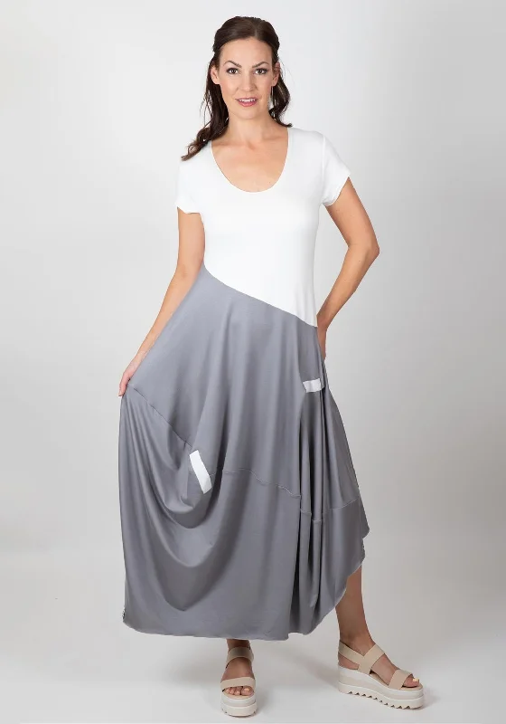Price Fest Inco Colour Block Casual Maxi Dress, Grey & White