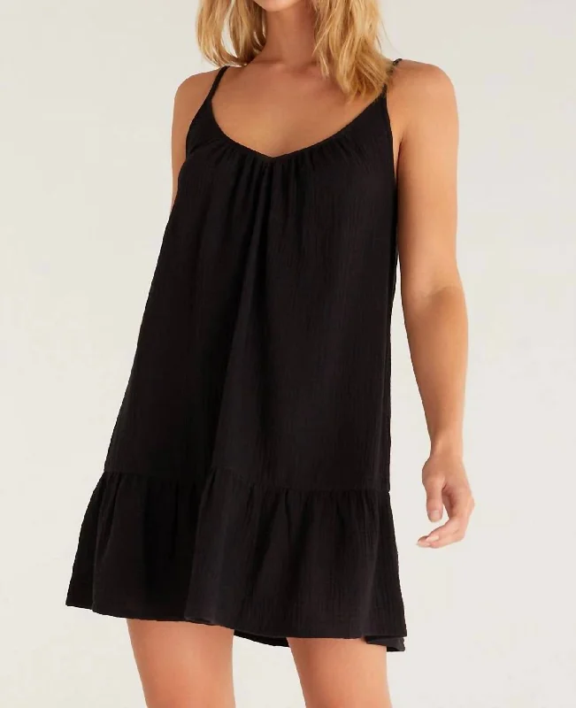 Bargain Blast Amalia Gauze Mini Dress In Black