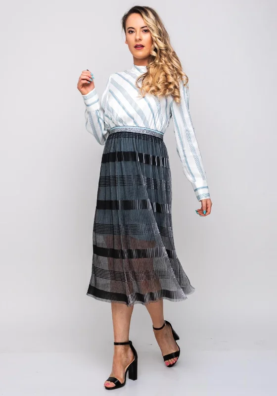 Don't Miss Lily Multi Print Long Sleeve Midi Dress, Blue Multi
