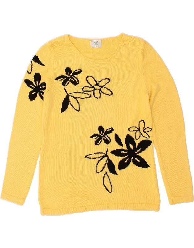 Price Drop ALBA MODA Womens Boat Neck Jumper Sweater UK 12 Medium  Yellow Floral
