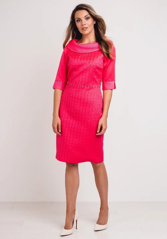 Year-End Clearance Lizabella Textured Satin Pencil Dress, Hot Pink