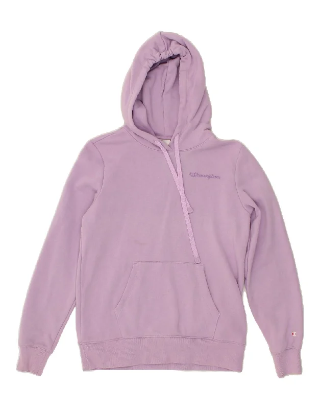Crazy Deals CHAMPION Womens Hoodie Jumper UK 10 Small Purple Cotton