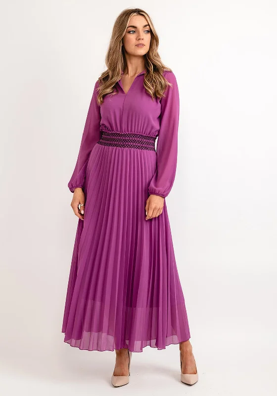 Great Deals Seventy1 One Size Pleated Embroidered Waist Maxi Dress, Purple