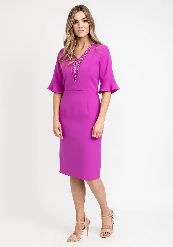 Discount Deals Lizabella Embellished V-Neck Pencil Dress, Fuschia