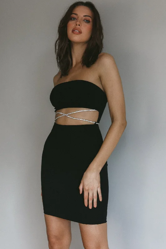Buy More, Save More Nohemi Strapless Diamante Mini Dress Black