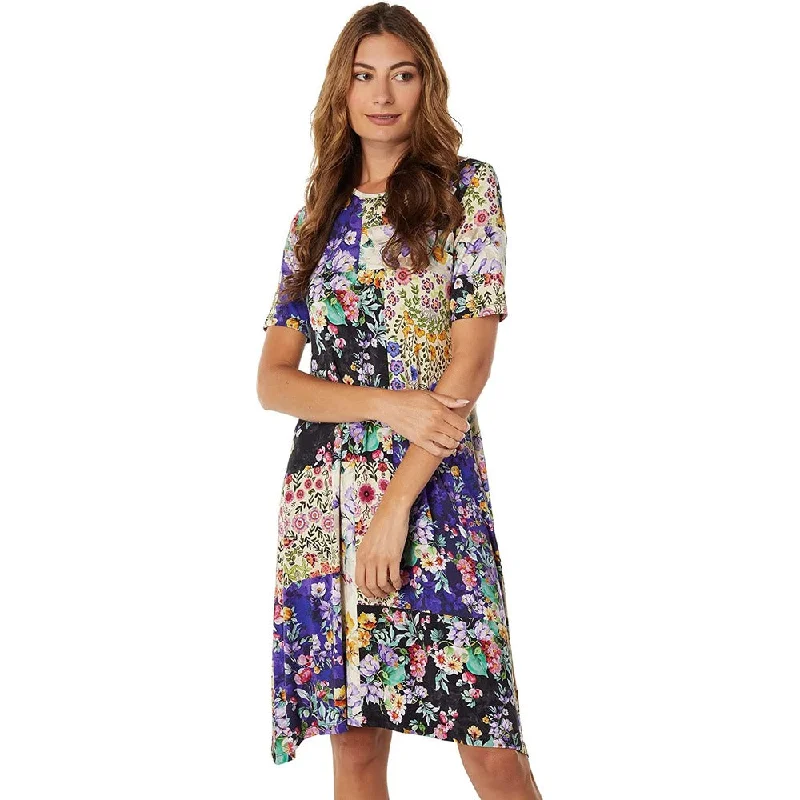 Daily Specials Johnny Was Women's Sky Flower Swing Dress Short Sleeve Pull On