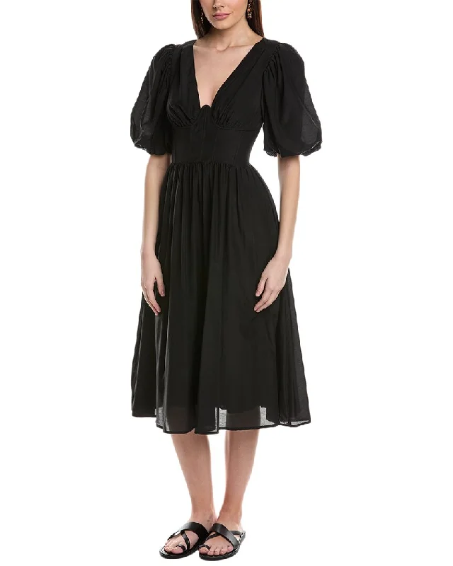 Early Bird Discount FARM Rio Puff Sleeve Midi Dress