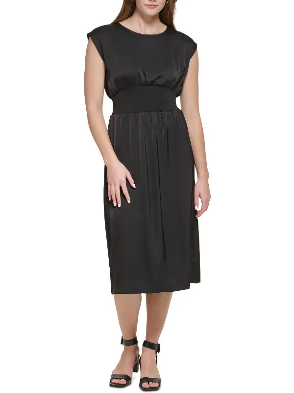 Extra Savings Womens Satin Sleeveless Midi Dress