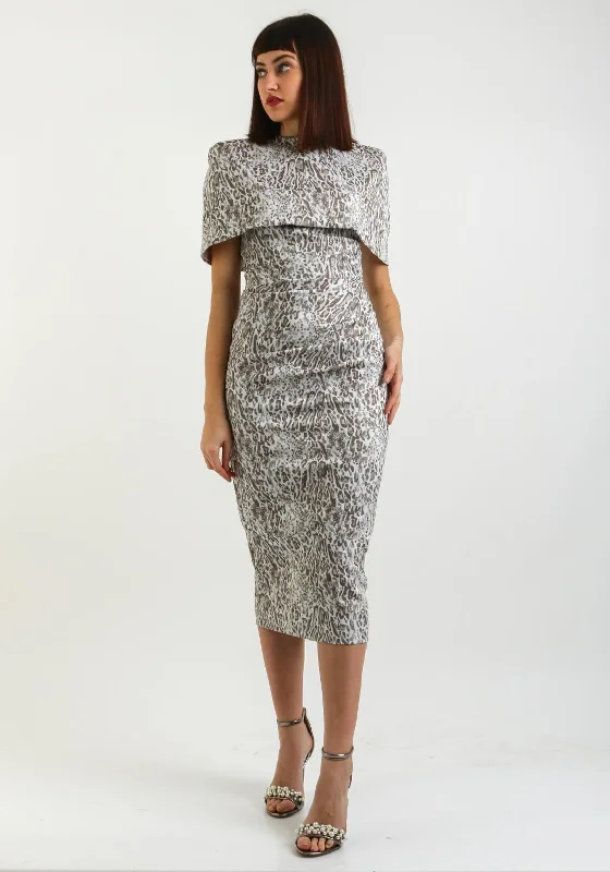 Super Savings Kevan Jon Alice Bodycon Midi Dress & Cape, Cream & Brown