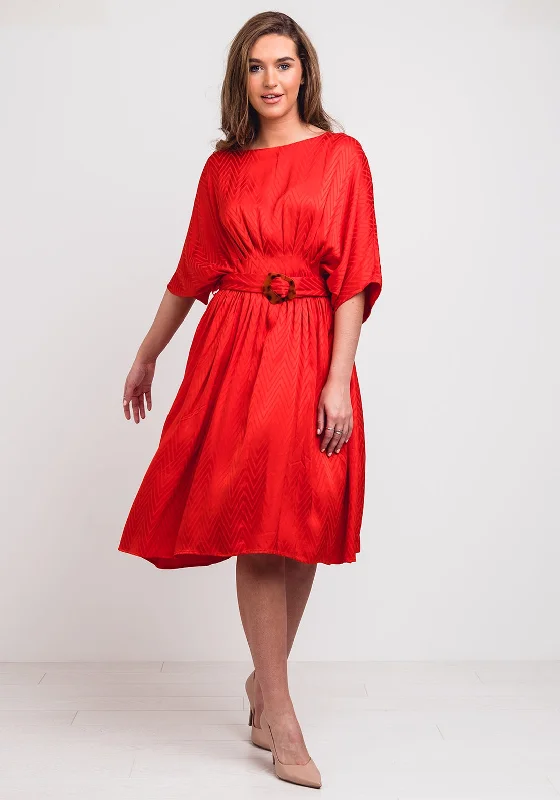 Clearance Sale Jovanna Chevron Print Cape Sleeve Dress, Red