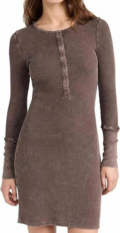 Value Deals Forever Henley Mini Dress In Chocolate