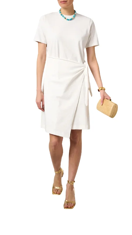 Price Drop Side Tie Dress In Off-White