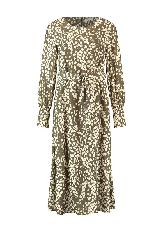 Super Sale Gerry Weber Petal Print Midi Dress, Khaki Green Multi