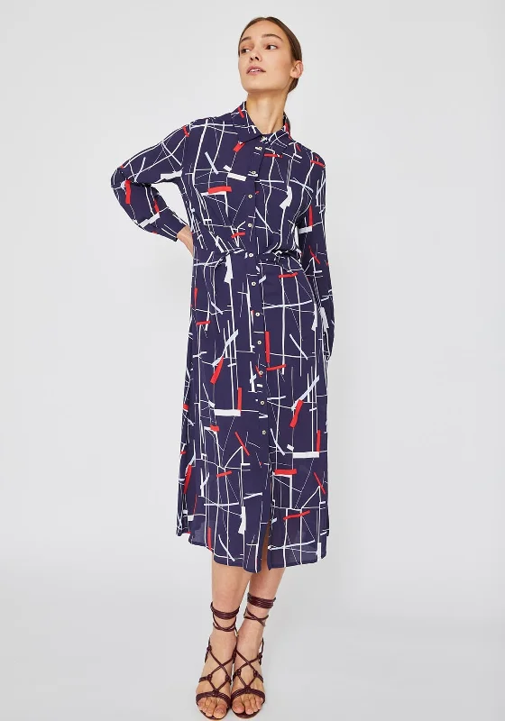 Exclusive Savings iBlues Giralda Print Midi Shirt Dress, Navy Multi
