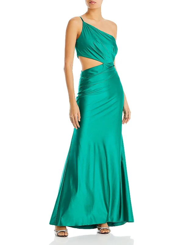 Friends and Family Sale Womens Satin Side Cut Evening Dress