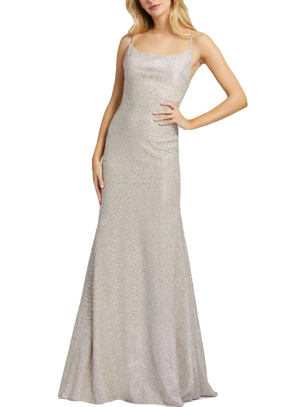 While Supplies Last Womens Metallic Sleeveless Evening Dress