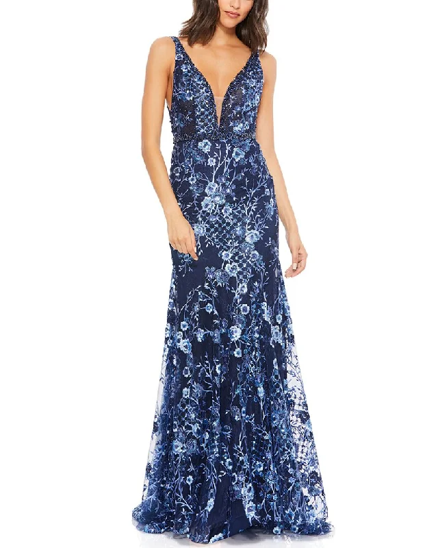 Online Exclusive Mac Duggal Embellished Sleeveless Plunge Neck Gown