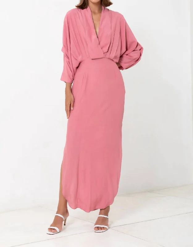Warehouse Sale Plunge Dress In Rosa