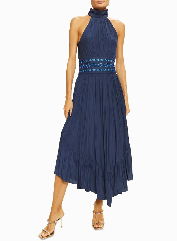 Sale Event Shauna Maxi Dress In Navy W/turquoise Embroidery
