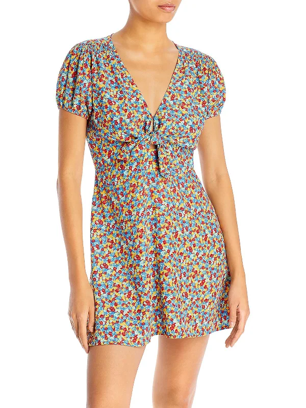 Buy More, Save More Womens Floral Print Front Tie Shift Dress