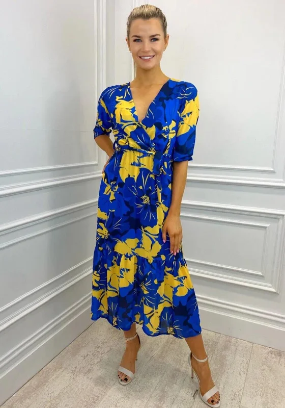 Hurry In Kate & Pippa Boho Panel End Printed Midi Dress, Blue & Yellow