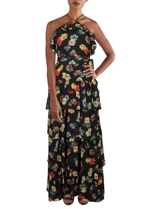 Extra Discounts Womens Ruffled Long Evening Dress