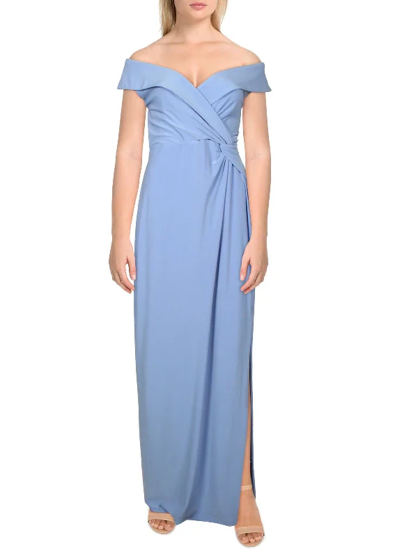 Midnight Madness Womens Jersey Long Evening Dress