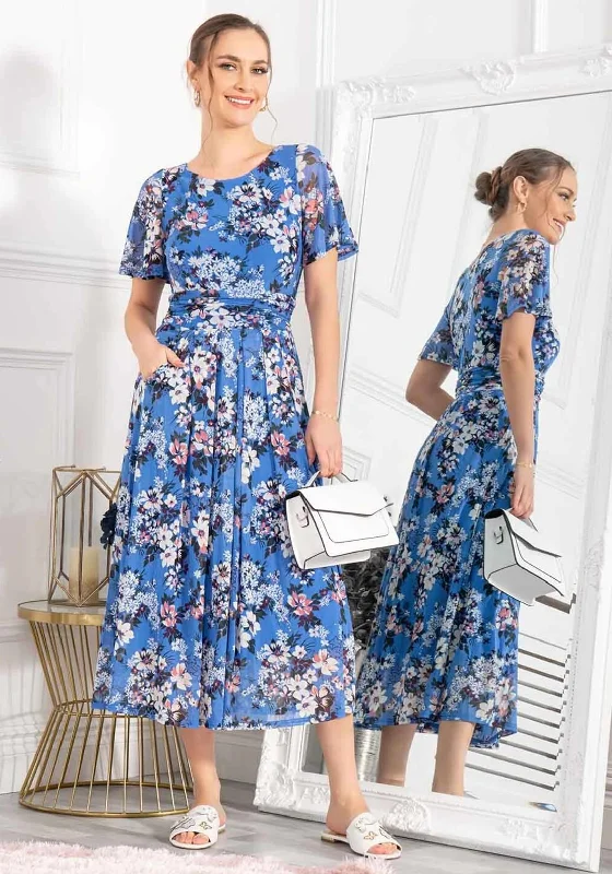 Blowout Deals Jolie Moi Gianna Floral Print Mesh Maxi Dress, Royal Multi