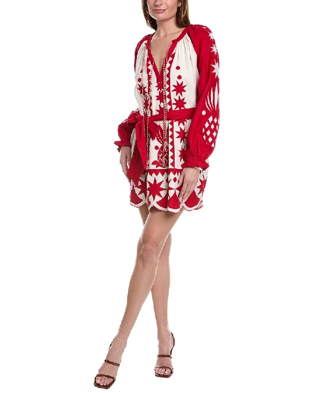 Get It Before It’s Gone FARM Rio Embroidered Linen-Blend A-Line Dress