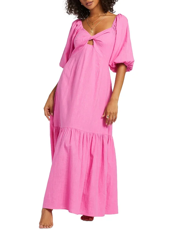 Savings Alert Juniors Womens Tea-Length Peplum Maxi Dress