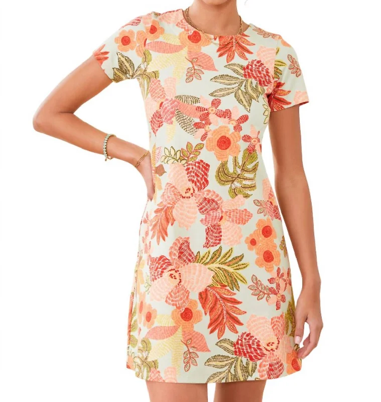 Amazing Deals Tahlia Jersey Dress In Callawassie Flowers Seafoam
