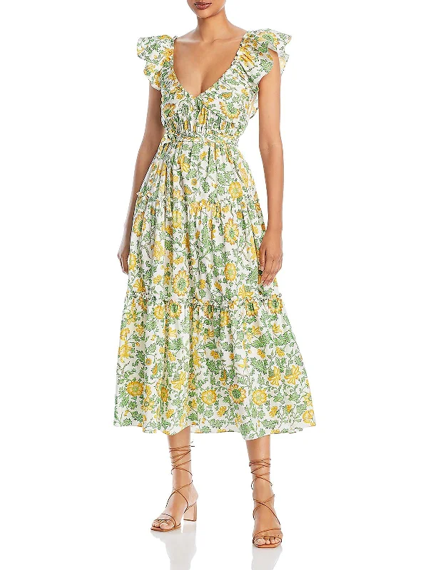 Early Access Anastasia Womens Floral Print Mid-Calf Fit & Flare Dress