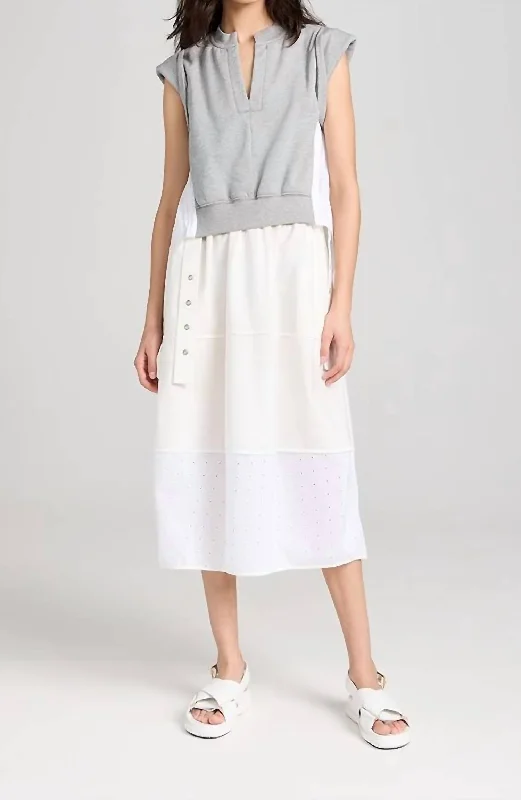 Stock Clearance Rolled Sleeve Sweatshirt Dress In Grey-Melange