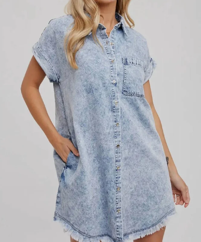 Exclusive Offers Denim Shirt Dress In Acid Wash